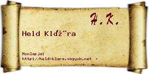 Held Klára névjegykártya
